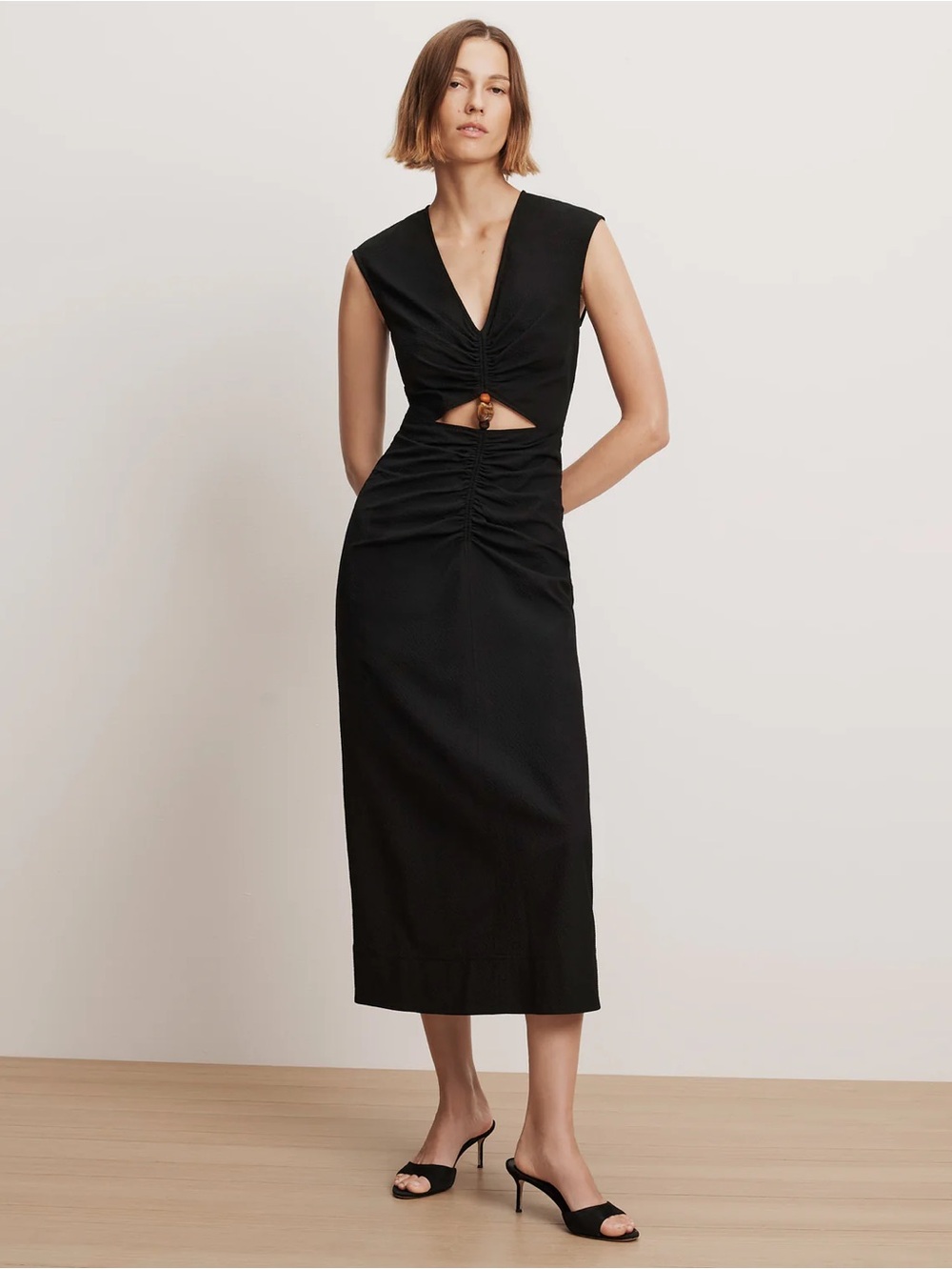 NWOT Veronica Beard Marisabel Cutout Midi Dress Black Size 0